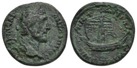BITHYNIA, Nicomedia. Antoninus Pius. AD 138-161. Æ (21mm, 8.20 g). ΑVΤ ΚΑΙϹΑΡ ΑΝΤΩΝΙΝΟϹ Laureate head right / ΜΗΤ ΚΑΙ ΠΡΩΤ ΝΙΚΟΜΗΔΕΙΑϹ Galley left und...