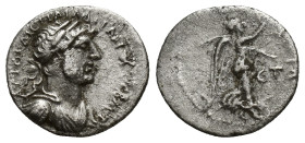 CAPPADOCIA. Caesarea. Hadrianus (117-138). Hemidrachm. (13mm, 1.30 g)Dated RY 4. Obv: ΑΥΤΟ ΚΑΙC ΤΡΑΙ ΑΔΡΙΑΝΟC CΕΒΑCΤ. Laureate, draped and cuirassed b...