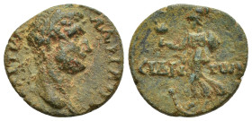 PAMPHYLIA. Side. Hadrian (117-138). Ae. (18mm, 4.20 g) Obv: AY KAICAP TPAIANOC AΔPIANOC CЄ. Laureate and cuirassed bust right. Rev: CIΔH - TωN. Athena...