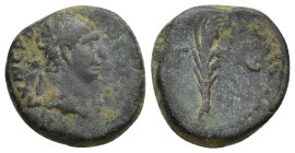 Uncertain. Uncertain armenian mint. Trajan AD 98-117. Bronze Æ (17mm, 5.76 g) ΑΥ ΝƐΡΒΑ ΤΡΑΙΑΝⲰ ΚΑΙϹΑΡΙ, laureate head right / ƐΤ ΛƐ, palm branch....