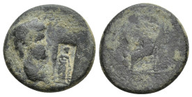 PHRYGIA, Acmoneia. Nero. AD 54-68. Æ (19mm, 4.58 g). L. Servinius Capito, magistrate, and his wife, Iulia Severa. Struck circa AD 65. Laureate head ri...