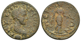 Pamphylia. Perge. Trajan Decius AD 249-251. Bronze Æ (22mm, 6.20 g) Obverse: Γ Μ Κ ƐΡƐΝ ΔƐΚΙΟΝ Κ ϹƐΒ; laureate, draped and cuirassed bust of Etruscus,...