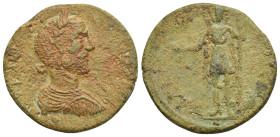 CILICIA, Selinus-Traianopolis. Trajan Decius. AD 249-251. Æ (27mm, 8.45 g). Laureate, draped, and cuirassed bust right, seen from behind / Apollo stan...