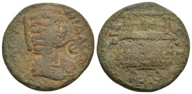 PAMPHYLIA. Side. Julia Soaemias (Augusta, 218-222). Ae. (30mm, 16.71 g) Obv: IOVΛ COAIMIΔA CЄB. Draped bust right. Rev: CIΔHTΩN. Prize crown, containi...