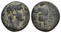 PHRYGIA. Aezani. Claudius (41-54). AE (17mm, 4.87 g) Obv.: [ΚΛΑΥΔΙΟϹ] ΚΑΙϹΑΡ. Laureate head of Claudius, r. Rev.: ΕΠΙ ϹWΚΡΑΤΟΥ[Ϲ] [Δ]ΗΜΗΤΡΙ[ΟΥ] ΑΙΖΑΝΙ...