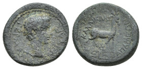 Phrygia, Apameia. Germanicus. 15 B.C.-A.D. 19 Æ (14mm, 3.45 g). Gaius Julius Callicles, magistrate. ΓEPMANIKOΣ KAIΣAP, bare head of Germanicus right /...
