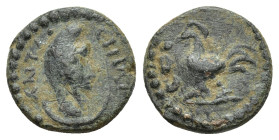 Pisidia. Antioch. Pseudo-autonomous issue AD 138-161. Time of Antoninus Pius Bronze Æ (13mm, 1.62 g). ANTIO-CHIA, draped bust of Mên facing right, wea...