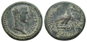 PHRYGIA. Amorium. Caligula (AD 37-41). AE (20mm, 6.21 g). Ioustus Vipsanius and Silvanus Vipsanius, magistrates. ΓΑΙΟϹ ΚΑΙϹΑΡ, bare head of Caligula /...