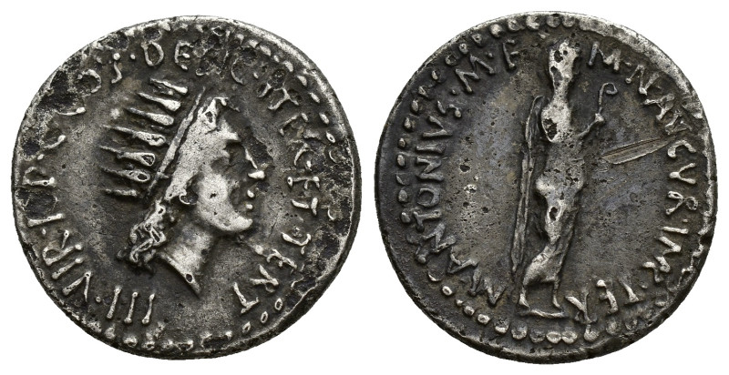 MARK ANTONY. Denarius (19mm, 3.68 g) (38 BC). Athens. Obv: IIIVIR R P C COS DESI...