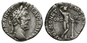 COMMODUS. 177-192 AD. AR Denarius (16mm, 2.25 g). Rome mint. Struck 190 AD. M COMM ANT P F-EL AVG BRIT P P, laureate head right / APOL MONET P M TR P ...