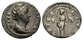 Diva Faustina Senior, died 140/1. Denarius (Silver, 18mm, 3.00 g), Rome. DIVA FAVSTINA Diademed and draped bust of Diva Faustina to right. Rev. AETERN...