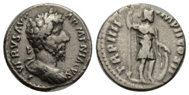 Lucius Verus AR Denarius. (17mm, 2.79 g) Rome, AD 163-164. L VERVS AVG ARMENIACVS, bare headed, draped and cuirassed bust right / TR P IIII IMP II COS...