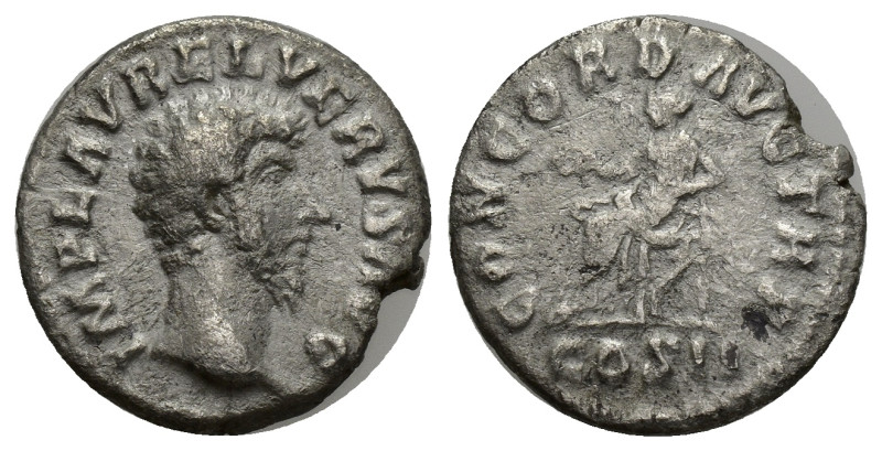 LUCIUS VERUS (161-169). Denarius. (17mm, 2.95 g) Rome. Obv: IMP CAES L AVREL VER...