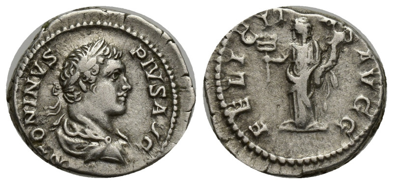 Caracalla (198-217 AD). AR Denarius (18mm, 3.46 g), Rome, 201-206. Obv. ANTONINV...