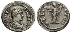 Caracalla (198-217 AD). AR Denarius (18mm, 3.46 g), Rome, 201-206. Obv. ANTONINVS PIVS AVG, Laureate and draped bust to right. Rev. FELICITAS AVGG, Fe...