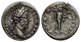 Marcus Aurelius; 161-180 AD, Rome, 175 AD, Denarius, (18mm, 3.35 g) Obv: M ANTONINVS AVG - GERM SARM Head laureate r. Rx: TR P XXIX - IMP VIII COS III...
