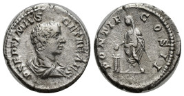 GETA. Denarius. AR (19mm, 3.00 g). 209 AD Rome. Anv: Draped bust of Geta on the right, around legend: P SEPTIMIVS PUBLIUS SEPTIMIUS GETA CAES. Rev: Ge...