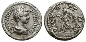Caracalla, 198-217. Denarius (18mm, 2.91 g), Rome, 201-206. ANTONINVS PIVS AVG Laureate and draped bust of Caracalla to right, seen from behind. Rev. ...