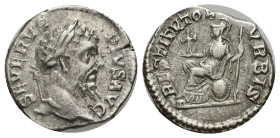 Septimius Severus. A.D. 193-211. AR denarius (18mm, 2.97 g). Rome, A.D. 202-210. SEVERVS PIVS AVG, laureate head of Septimius Severus right / RESTITVT...
