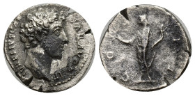 Marcus Aurelius AR Denarius. (17mm, 2.29 g) Rome, AD 145/146. AVRELIVS CAES-AR AVG PII F, bare head of Marcus Aurelius right, clean-shaven / COS II, H...