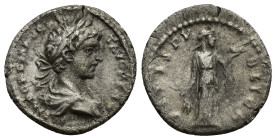 CARACALLA (197-217). Denarius. (18mm, 2.43 g) Laodikeia. Obv: IMP CAE M AVR ANT AVG P TR P. Laureate, draped and cuirassed bust right. Rev: FIDES PVBL...