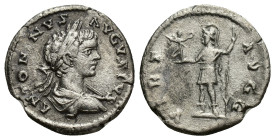 Caracalla, 198-217. Denarius (18mm, 2.66 g), Laodicea, 200-201. ANTONINVS AVGVSTVS Laureate and draped bust of Caracalla to right, seen from behind. R...