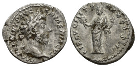 Marcus Aurelius AR Denarius. (17mm, 3.35 g) Rome, AD 165-166. M ANTONINVS AVG ARMENIACVS, laureate head right / LIB AVG III TR P XX COS III, Liberalit...