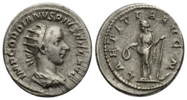 Gordian III (AD 238-244). AR antoninianus (22mm, 4.97 g). Rome, AD 241-243. IMP GORDIANVS PIVS FEL AVG, radiate, draped and cuirassed bust of Gordian ...