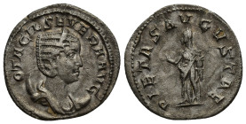 Otacilia Severa (244-249 AD). AR Antoninianus (22mm, 4.39 g), Roma (Rome), 248-249 AD. Obv. OTACIL SEVERA AVG, draped bust on crescent right. Rev. PIE...