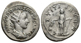 Gordian III, 238 - 244 AD Silver Antoninianus, Rome Mint, (22mm, 3.77 g) Obverse: IMP GORDIANVS PIVS FEL AVG, Radiate, draped and cuirassed bust of Go...