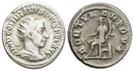 Gordian III. A.D. 238-244. AR antoninianus (23mm, 4.10 g). Antioch, A.D. 243. IMP GORDIANVS PIVS FEL AVG, radiate and cuirassed bust of Gordian III ri...