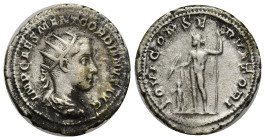Gordian III. A.D. 238-244. AR antoninianus (22mm, 5.26 g). Rome mint, struck A.D. 238. IMP CAES M ANT GORDIANVS AVG, radiate, draped and cuirassed bus...