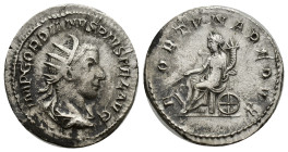 Gordian III. A.D. 238-244. AR antoninianus (22mm, 3.73 g). Rome mint, struck A.D. 244. IMP GORDIANVS PIVS FEL AVG, radiate, draped, and cuirassed bust...