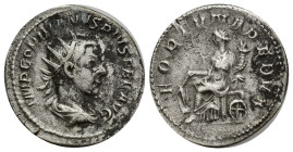 Gordian III. A.D. 238-244. AR antoninianus (22mm, 4.26 g). Rome mint, struck A.D. 244. IMP GORDIANVS PIVS FEL AVG, radiate, draped, and cuirassed bust...