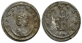 Salonina (254-268) Antioch AE Antoninianus (21mm, 2.98 g) SALONINA AVG - Diademed and draped bust of Salonina to right, set on crescent Rev: IVNO REGI...