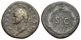 Domitian, as Caesar, Æ As. (20mm, 5.80 g) Rome, AD 73. Struck for circulation in the East. CAESAR DOMIT COS II, laureate head to left / S C within lau...