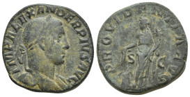 Severus Alexander AD 222-235. Struck AD 232. Rome Sestertius Æ (28mm, 19.95 g) IMP ALEXANDER PIVS AVG, laureate bust right, with drapery over far shou...