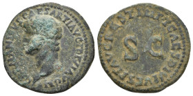 Drusus Julius Caesar (son of Tiberius) Æ As. (26mm, 9.96 g) Restitution issue struck under Titus. Rome, AD 80-81. DRVSVS CAESAR TI AVG F DIVI AVG N, b...