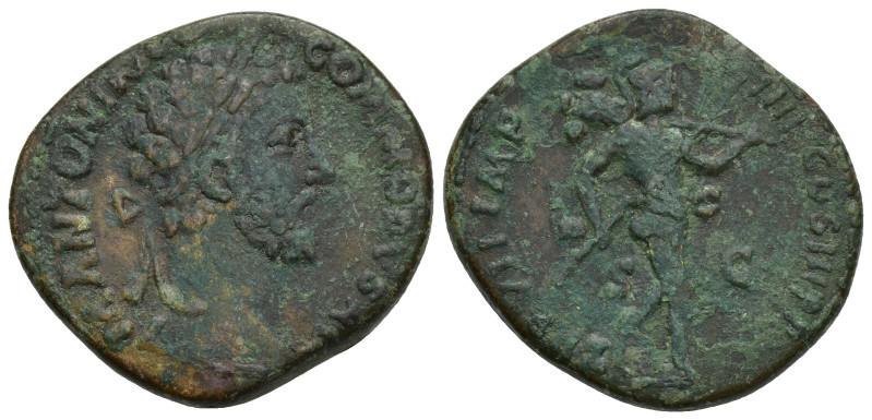 Commodus. AD 177-192. Æ Sestertius (27mm, 21.16 g). Struck AD 182. Laureate head...