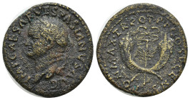Vespasian. A.D. 69-79. Æ dupondius (26mm, 11.89 g). Rome, A.D. 74. IMP CAESAR VESPASIAN AVG, laureate head of Vespasian / PON MAX TR POT P P COS V CEN...