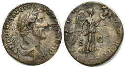 Antoninus Pius. AD 138-161. Æ Sestertius (31mm, 22.18 g). British Victory issue. Rome mint. Struck AD 143-144. ANTONINVS AVG PI VS P P TR P COS III, l...