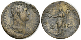 HADRIAN, (A.D. 117-138), AE sestertius, Rome mint, issued 137, (30mm, 22.27 g), obv. laureate draped bust to right of Hadrian, around HADRIANVS AVG CO...