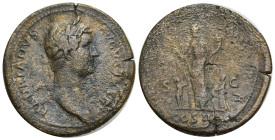 Hadrian (AD 117-138). AE sestertius (34mm, 23.08 g). Rome, AD 134-138. HADRIANVS-AVGVSTVS P P, laureate head of Hadrian right / HILA-RI-TAS•P•P, Hilar...