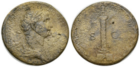 Trajan. AD 98-117. Æ Dupondius (32mm, 22.46 g). Rome mint. Struck circa AD 112-115. IMP CAES NERVAE TRAIANO AVG GER DAC P M TR P COS VI P P, radiate a...