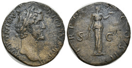 ANTONINUS PIUS. 138-161 AD. Æ Sestertius (30mm, 23.39 g). Struck 139 AD. ANTONINVS AVG PIVS P P, laureate head right / TR POT COS II, Fides standing f...
