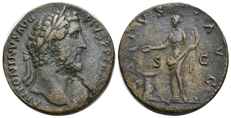 Antoninus Pius (AD 138-161). AE sestertius (31mm, 24.55 g). Rome, AD 140-144. AN...