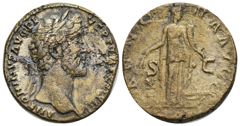 Antoninus Pius Æ Sestertius. (29mm, 23.97 g) Rome, AD 140-144. ANTONINVS AVG PIV...