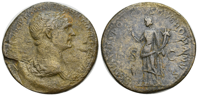 Trajan (98-117 AD). AE Sestertius (33mm, 21.39 g), Rome, 114-116 AD. Obv. IMP CA...