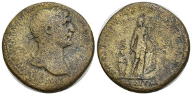 Trajan. AD 98-117. Æ Sestertius (31mm, 25.74 g). Rome mint. Struck circa AD 112-115. Laureate bust right, slight drapery on far shoulder / ALIM ITAL i...