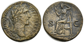Antoninus Pius (138-161), Sestertius, Rome, AD 147. AE (30mm, 25.46 g). ANTONINVS AVG PIVS P P TR P COS IIII, Laureate head r.; Rv. Securitas seated l...